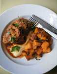 Osso bucco with roasted butternut squash and creamy polenta 